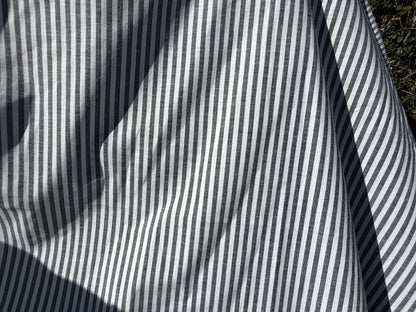 White Black Thin Stripe Cotton Spandex Poplin Shirting "East Side"