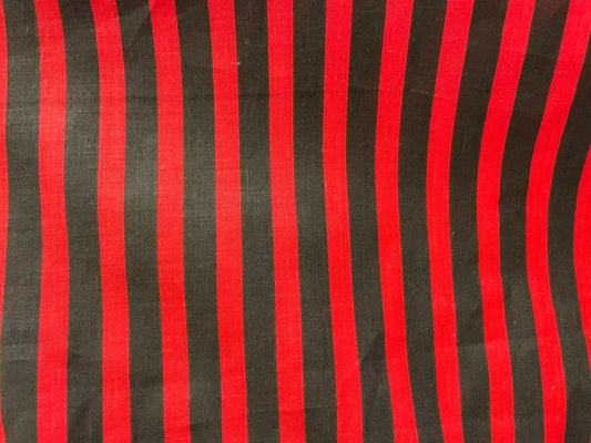 Black Red Vertical Stripe Cotton Polyester Poplin Vintage Fabric "76' NYC"