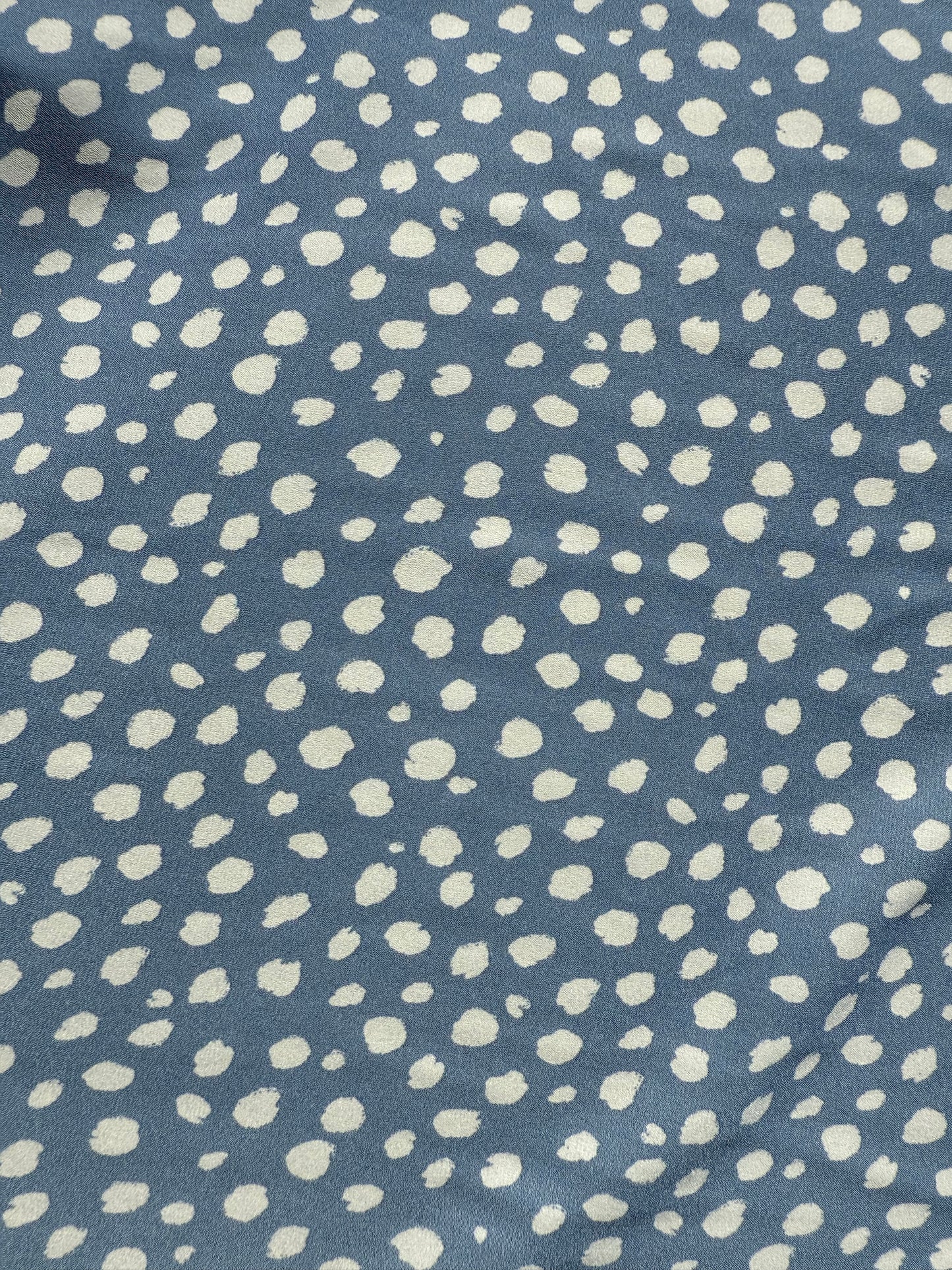Dust Blue White Abstract Dot Print Polyester Wool Dobby Crepe "Sally's Blue Chip "