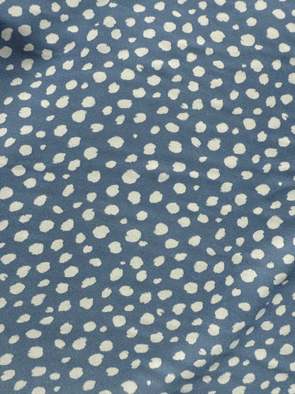Dust Blue White Abstract Dot Print Polyester Wool Dobby Crepe "Sally's Blue Chip "