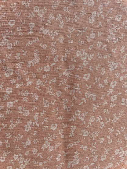 Tan Beige Floral Soft Rayon Crepe "Charlotte Ann"