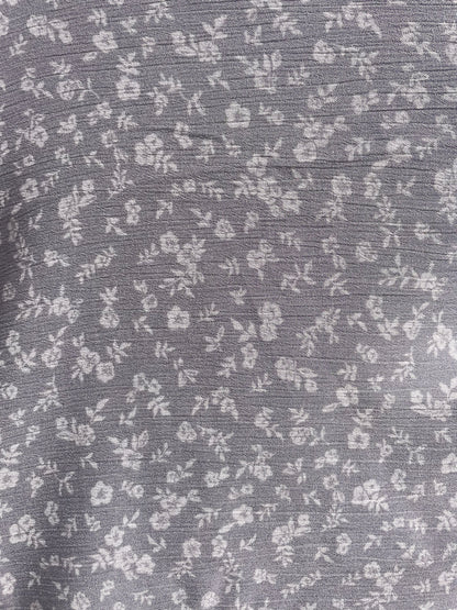 Grey Floral Soft Rayon Crepe "Moody Charlotte"