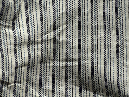 White Navy Stripe Cotton Spandex Poplin Shirting Woven "Joanna"
