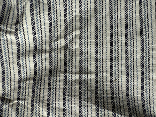 White Navy Stripe Cotton Spandex Poplin Shirting Woven "Joanna"