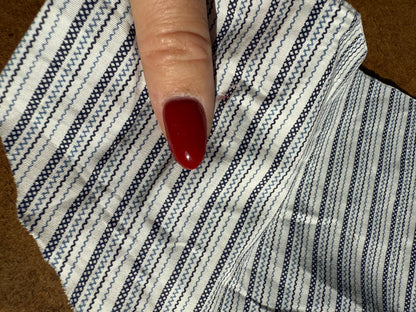 White Navy Stripe Cotton Spandex Poplin Shirting Woven "Joanna"