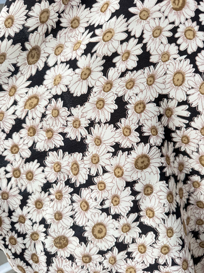 Black White Daisy Rayon Crepe "Little Daisy"
