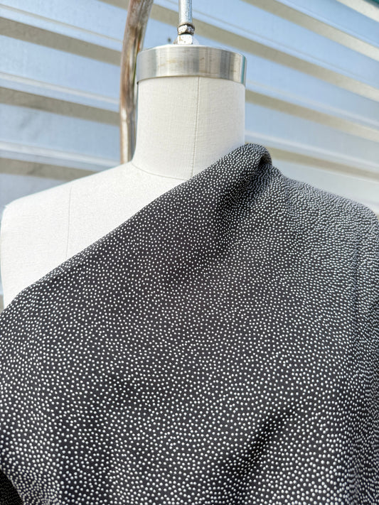Black White Ditsy Dot Rayon Crepe "Ditsy Noir"