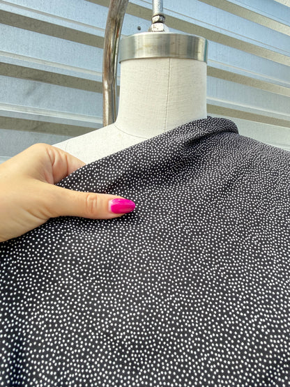 Black White Ditsy Dot Rayon Crepe "Ditsy Noir"