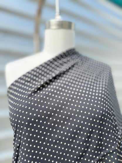 BlackWhite Polkadot Rayon Crepe "Little Linda"