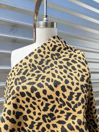 Tan Black Leopard Bull Denim Cotton Woven "Tough Rebel"