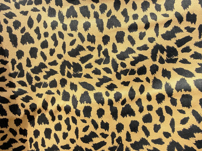 Tan Black Leopard Bull Denim Cotton Woven "Tough Rebel"