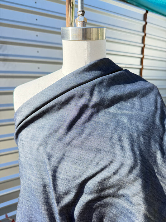 Lightweight Denim Shirting Medium Blue Tencel Cotton Woven "Whitney"