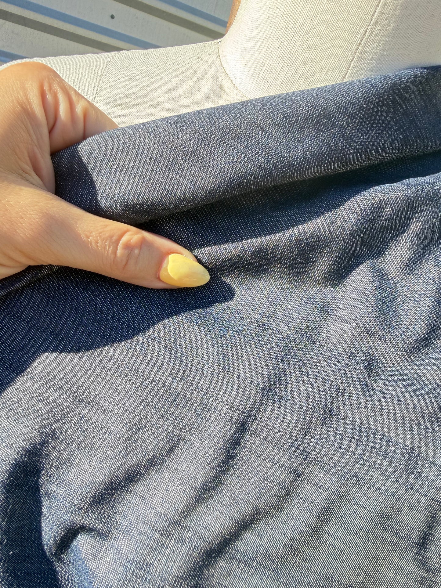 Lightweight Denim Shirting Medium Blue Tencel Cotton Woven "Whitney"