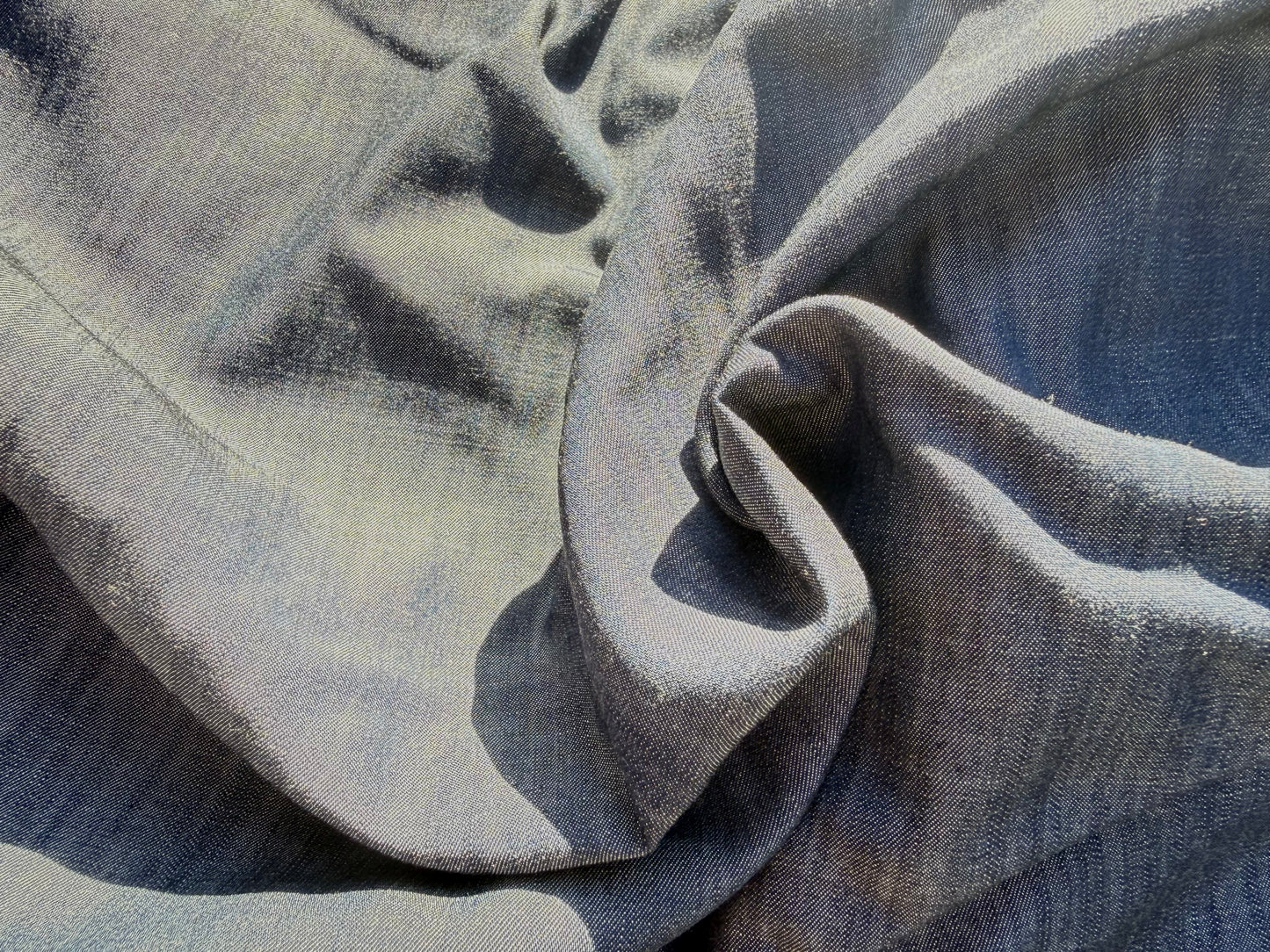 Lightweight Denim Shirting Medium Blue Tencel Cotton Woven "Whitney"