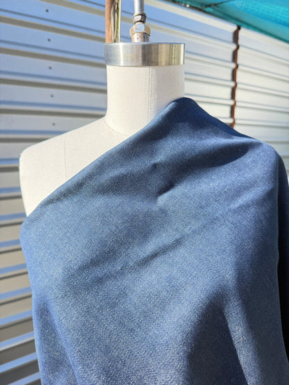 Midweight Denim Bright Medium Blue Cotton Woven "Lowell"