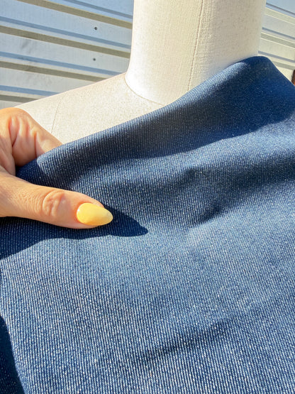 Midweight Denim Bright Medium Blue Cotton Woven "Lowell"