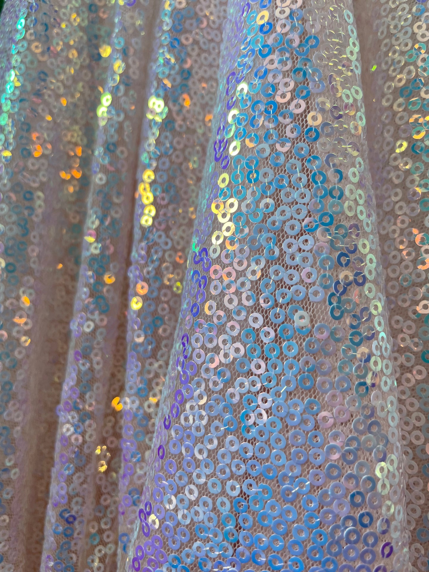 Iridescent Pink Mini Disc Sequin Polyester Mesh "Starlight"