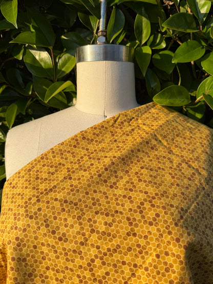 Gold Yellow Honeycomb Cotton Poplin Woven "Honey Home"