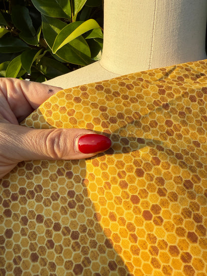 Gold Yellow Honeycomb Cotton Poplin Woven "Honey Home"