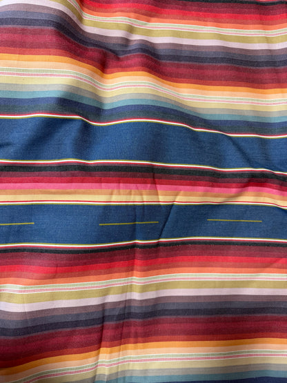 Denim Blue Red Purple Green Southwest Stripe Cotton Woven "North Jackson"