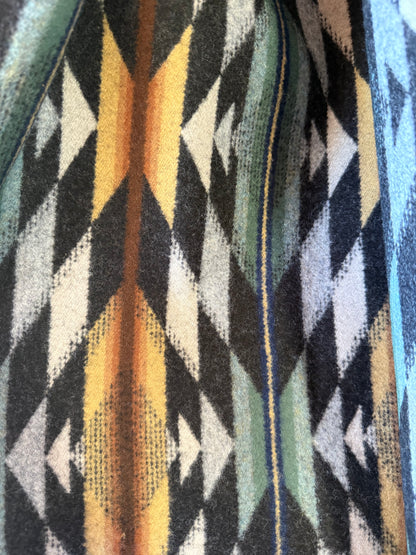 Grey Black Blue Geometric Pendleton Wool Coating "Wyeth Trail"