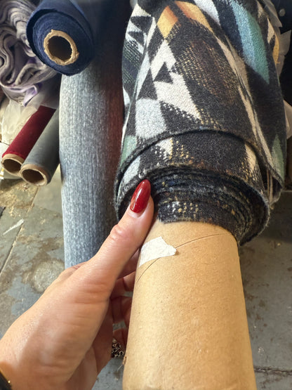 Grey Black Blue Geometric Pendleton Wool Coating "Wyeth Trail"