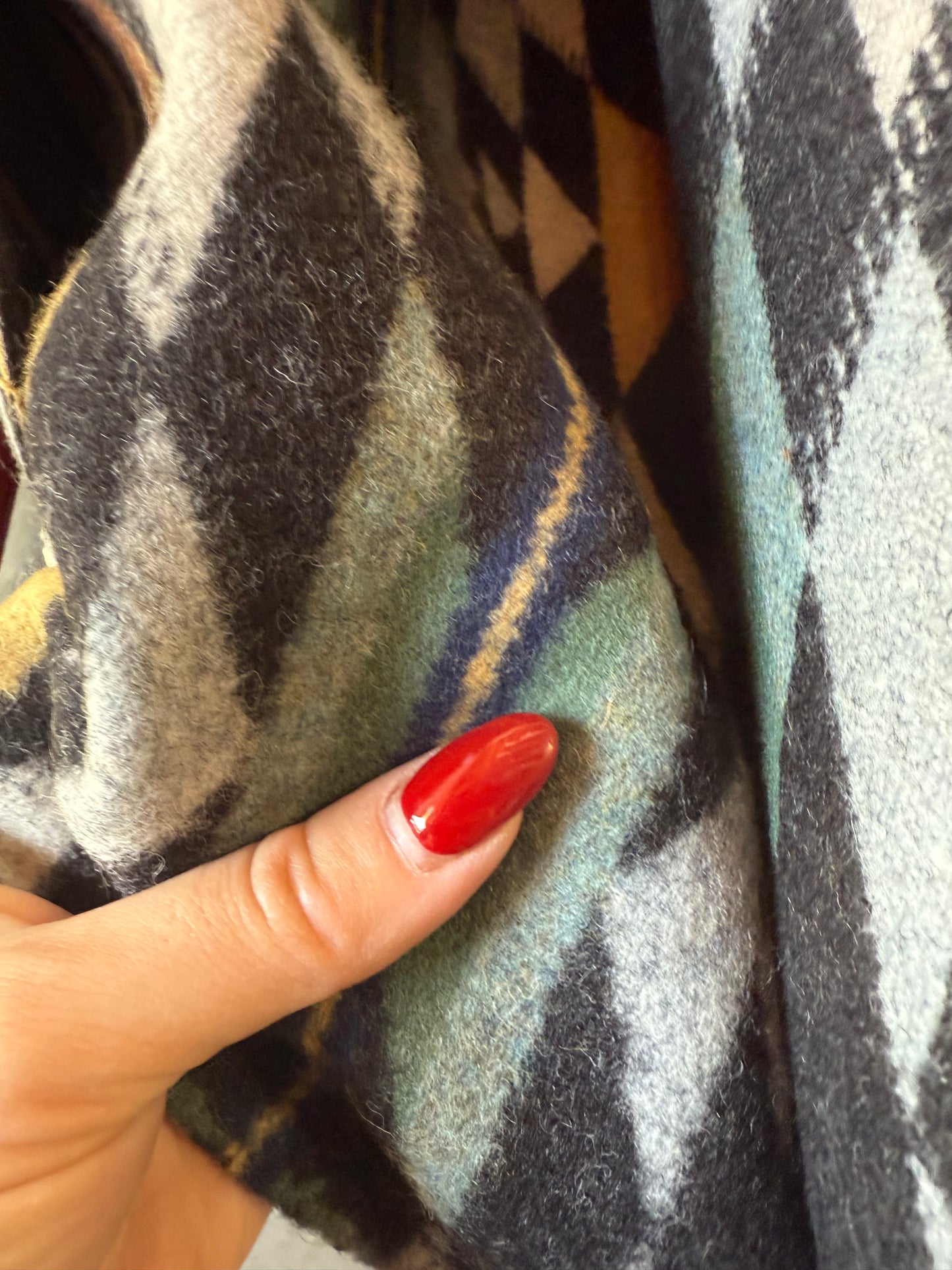 Grey Black Blue Geometric Pendleton Wool Coating "Wyeth Trail"