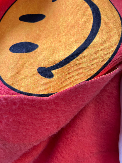 Red Yellow Smiley Face Retro Grunge Fleece "Hella Happy"