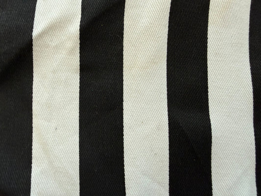 Black White 1" Vertical Stripe Cotton Bull Denim "Heavy B. Juice"