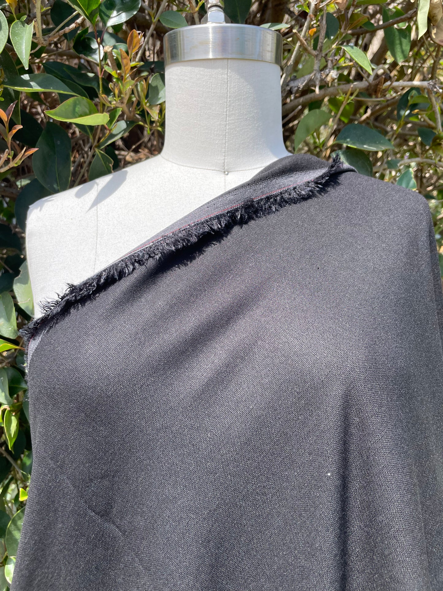Black Cotton Linen Solid Blend "Midnight Breeze"