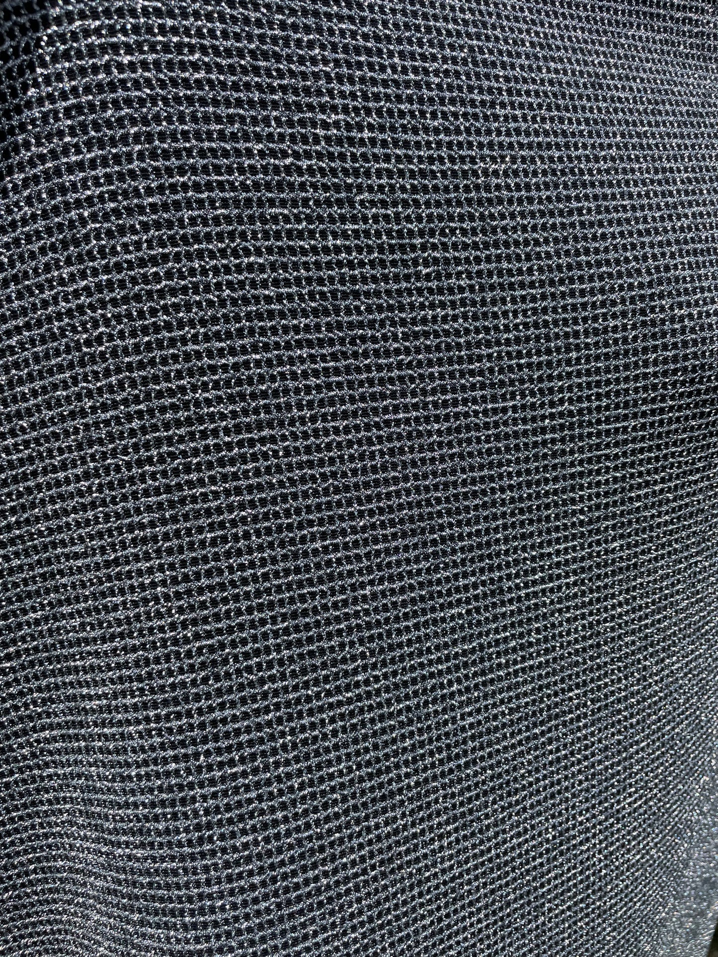 Black Silver Square Grid Polyester Spandex Stretch Knit "Chain Spark"