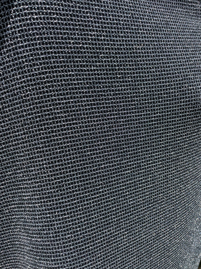Black Silver Square Grid Polyester Spandex Stretch Knit "Chain Spark"