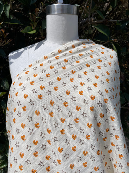 Cream Yellow Duck  Star Print Pointelle Vintage Cotton Jersey "Lucky Duck"