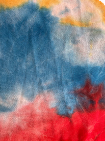 Blue Red Yellow Rayon Spandex French Terry Yoga Jersey Fabric "Melted Snowcone"