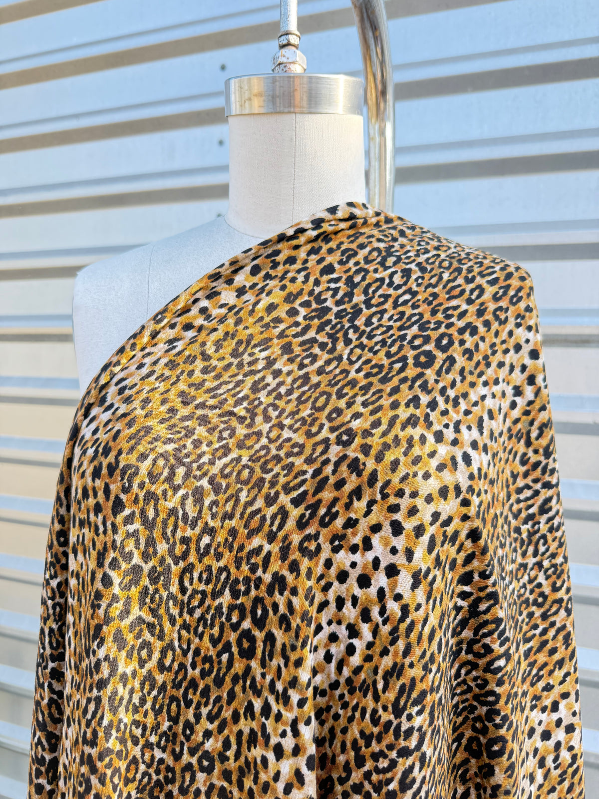 Tan Black Leopard Animal Print Rayon Crepe "Problem Kitty"