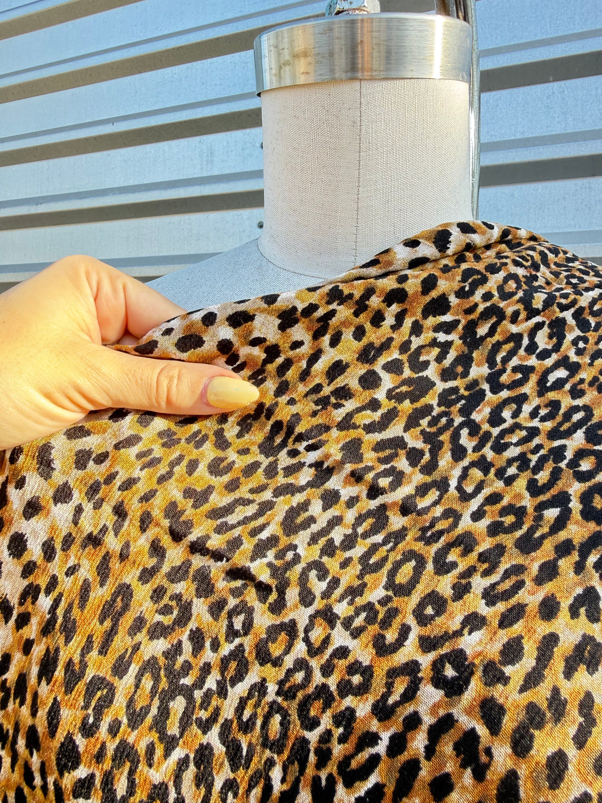 Tan Black Leopard Animal Print Rayon Crepe "Problem Kitty"