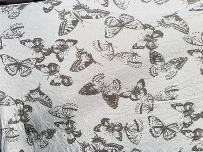 Grey Butterfly Print Polyester Spandex Knit "Shadow Butterfly"