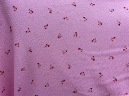 Pink Red Ditsy Floral Rayon Crepe Woven "Blush Garden"