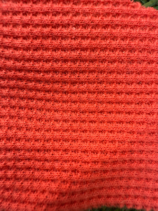 Tomato Red Small Cotton Mini Waffle Thermal Knit " Hot Sauce"
