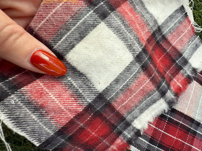 White Red Black Plaid Cotton Flannel Woven "Still Punk"