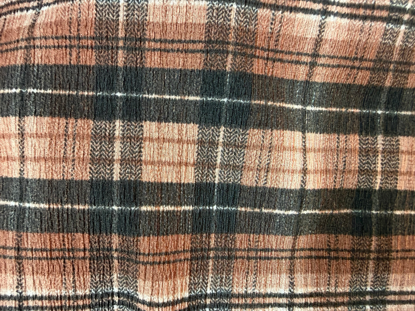 Orange Black Crinkle Plaid Polyester Woven "Rebel Teen"
