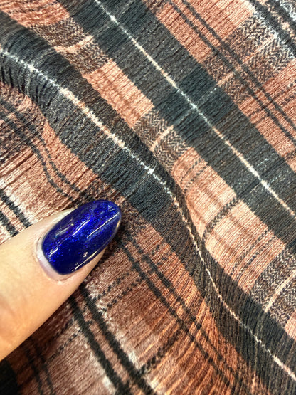 Orange Black Crinkle Plaid Polyester Woven "Rebel Teen"