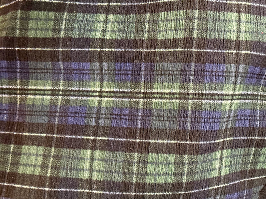 Navy Blue Black Green Crinkle Plaid Polyester Woven "Spirited Teen"