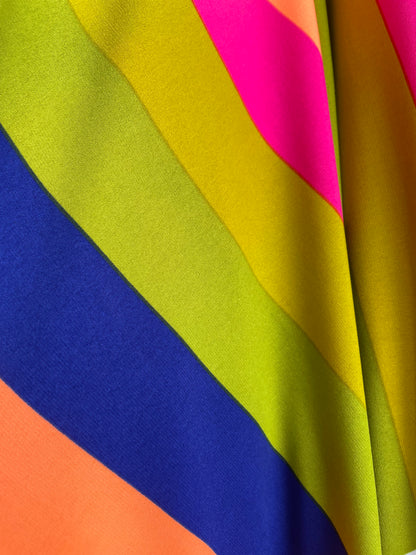 Bright Rainbow Polyester Spandex Brushed DTY Jersey Knit "Neon Pride"