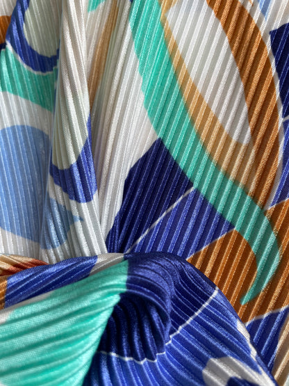 Pleated Floral Swirl Knit Polyester "Pleasy Pleats"
