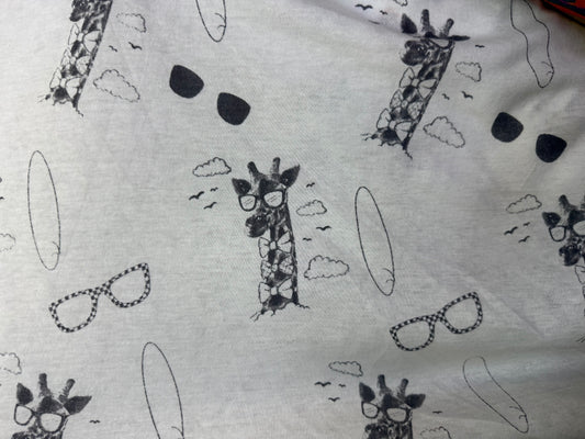 White Giraffe Sunglasses Animal Print Cotton Jersey Knit "Curious Giraffe"
