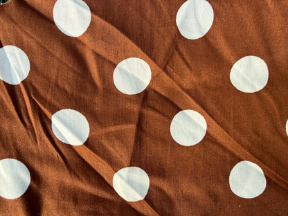 Brown White Polkadot Cotton Spandex Sateen Woven "Miss Cookie"