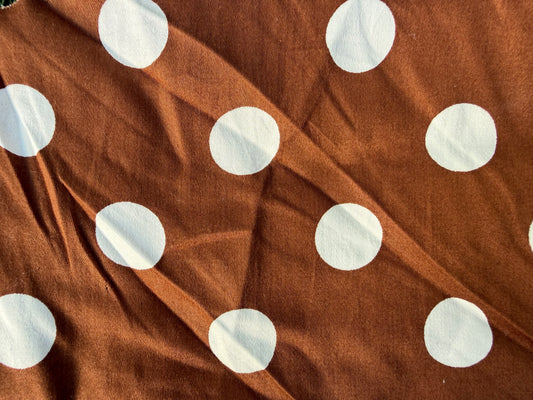 Brown White Polkadot Cotton Spandex Sateen Woven "Miss Cookie"