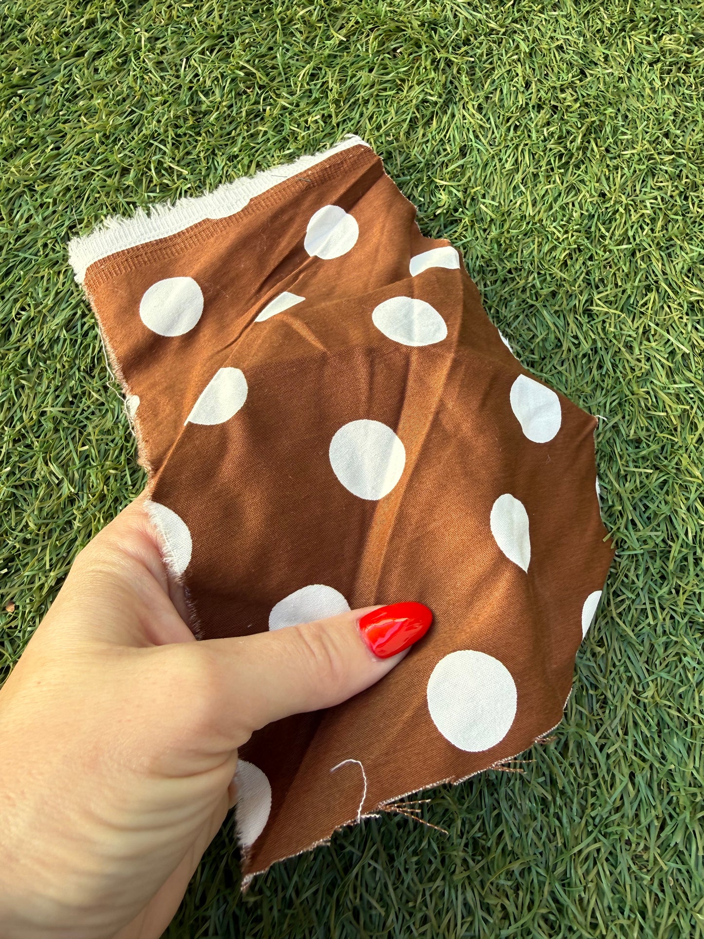 Brown White Polkadot Cotton Spandex Sateen Woven "Miss Cookie"