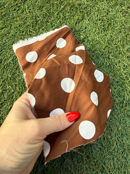 Brown White Polkadot Cotton Spandex Sateen Woven "Miss Cookie"